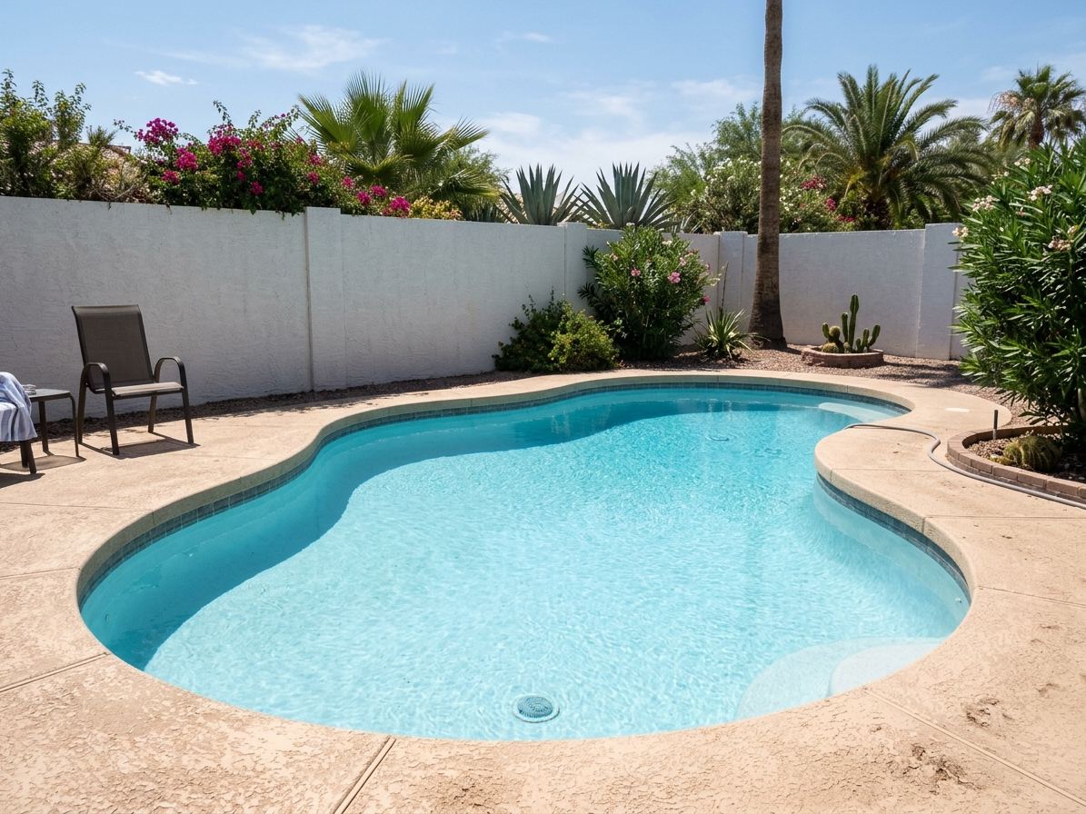 The same pool, crystal clear after service